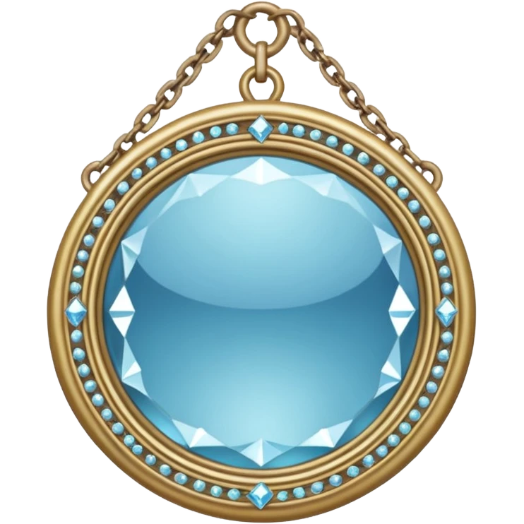 A crystalline hanging chained tiny mirror  emoji