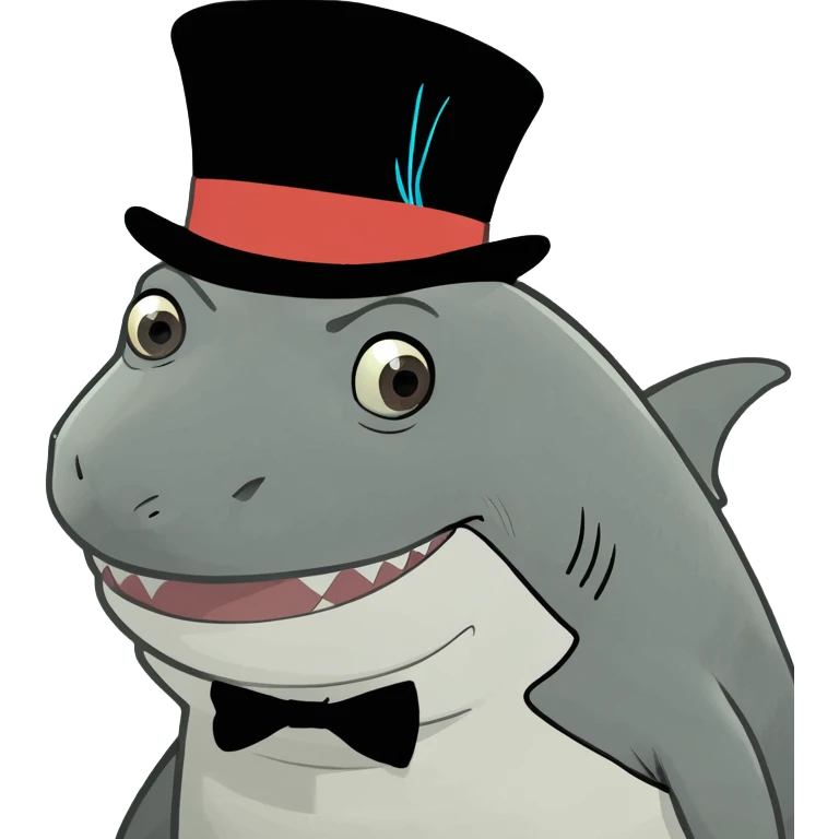 Shark with a top hat emoji