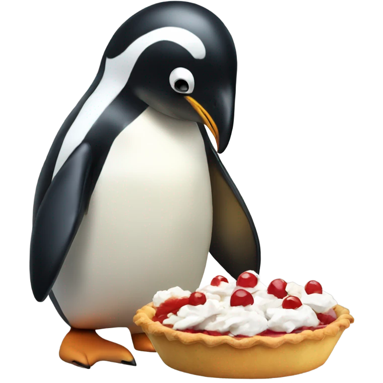A penguin eating pie  emoji