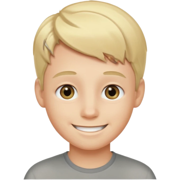 blond boy with grey eyes smiling emoji