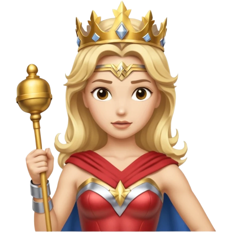 Blonde Wonder Woman holding baton and bell emoji