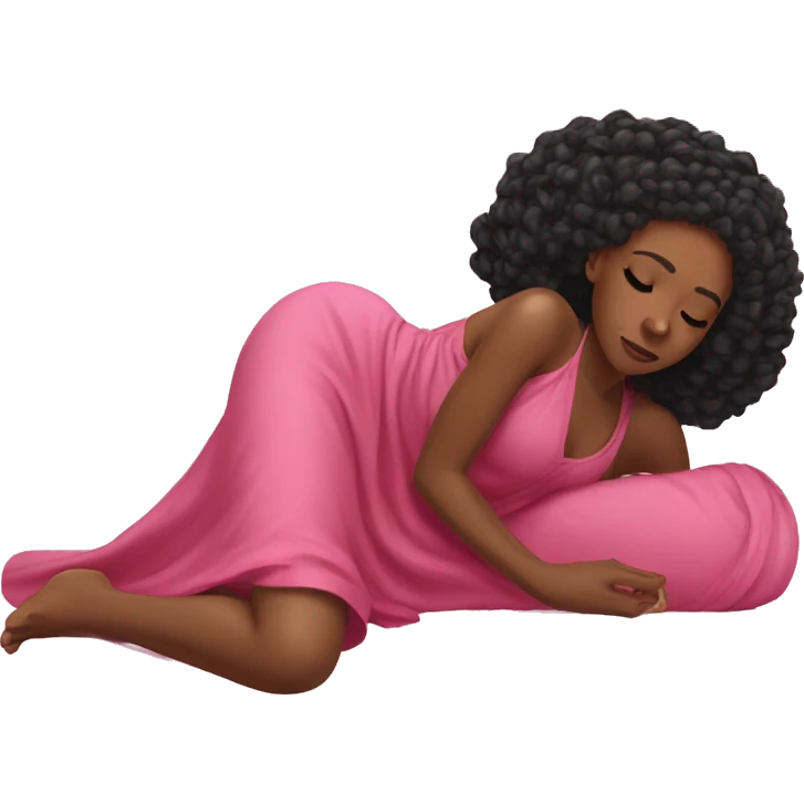 a black woman laying on the floor, red braids sick, pink gown emoji