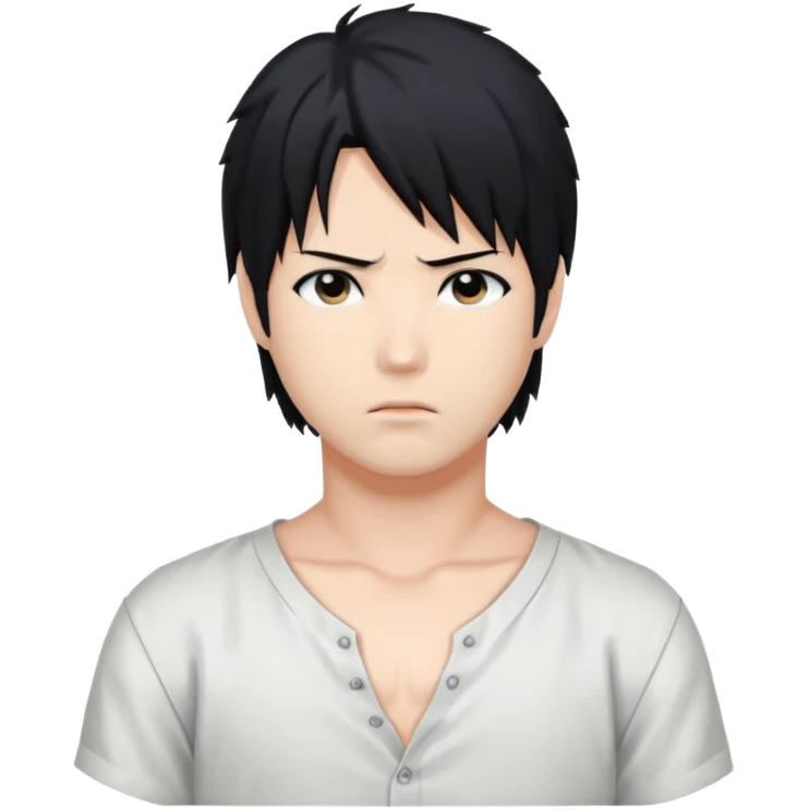 Sasuke. White low cut shirt, emoji