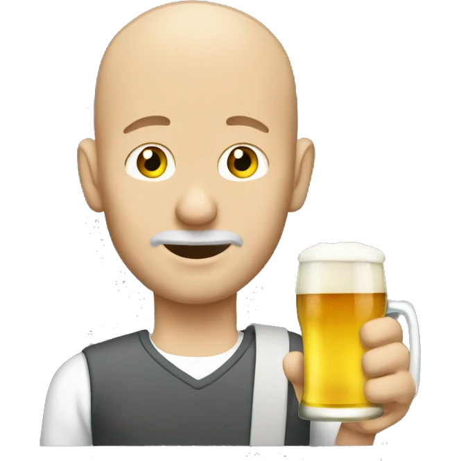Bald Caucasian man drinking beer emoji