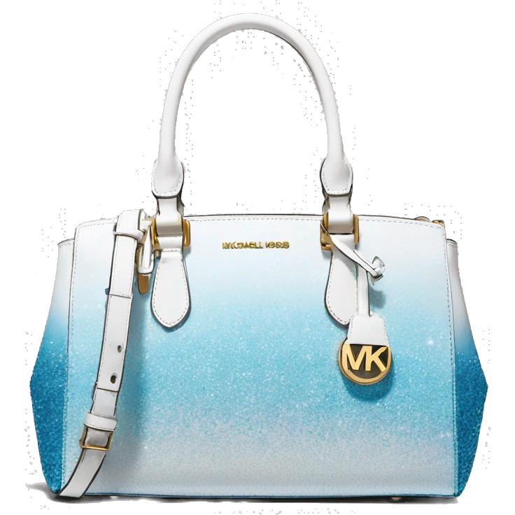 Realistic sky blue to white ombre glitter michael kors satchel purse. emoji