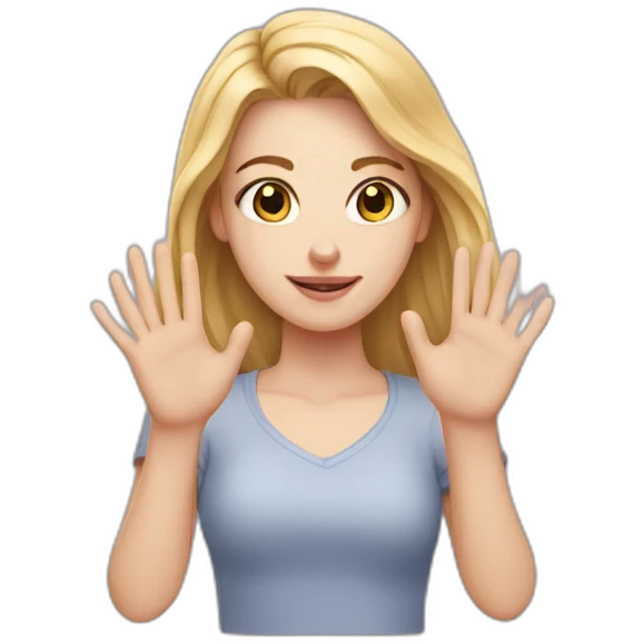white girl making heart with hands emoji