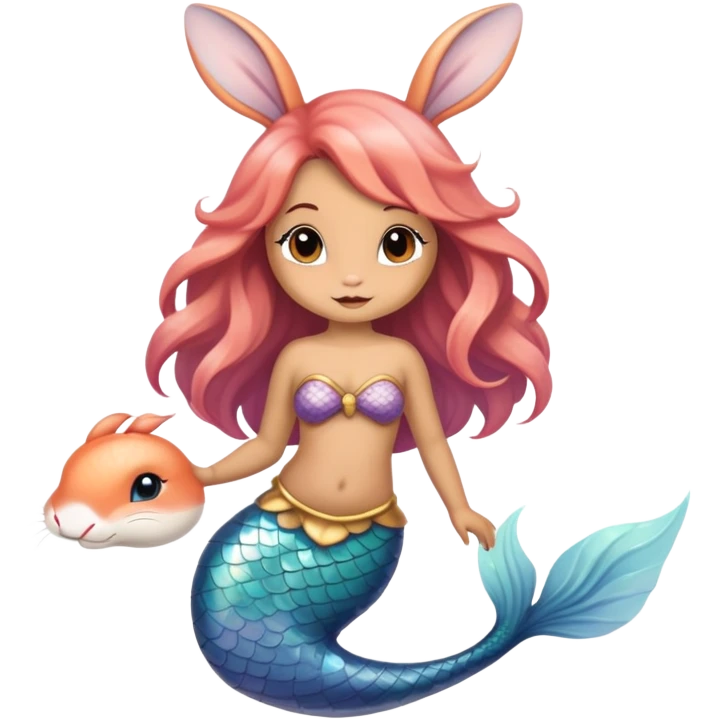 Mermaid rabbit with scales and floppy ears emoji