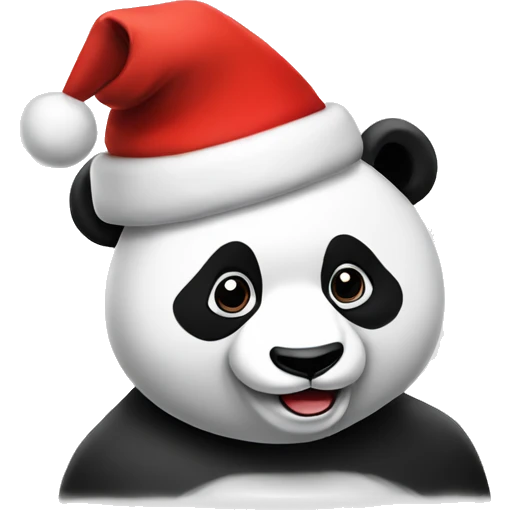 Panda with Christmas hat emoji