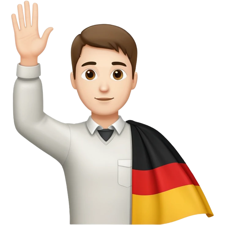 Man with raised hand and German flag emoji