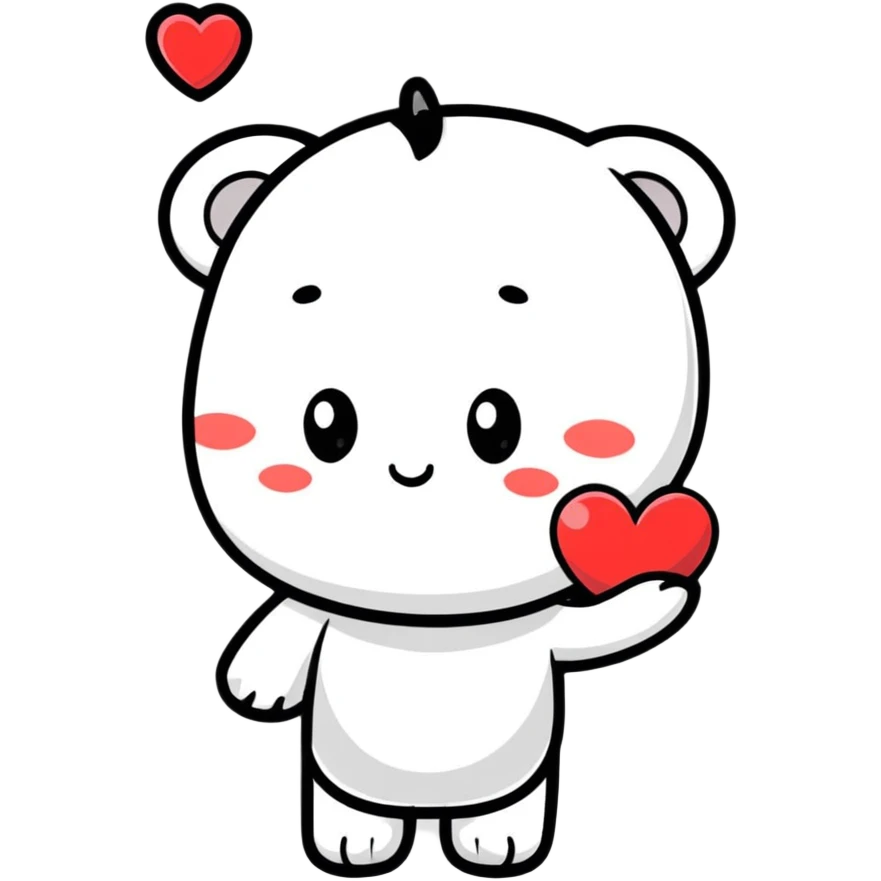 cute character holding a heart with Meri text emoji