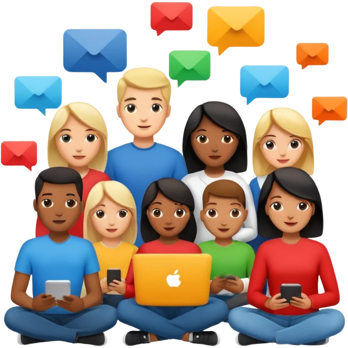 digital project, team collaborating online emoji