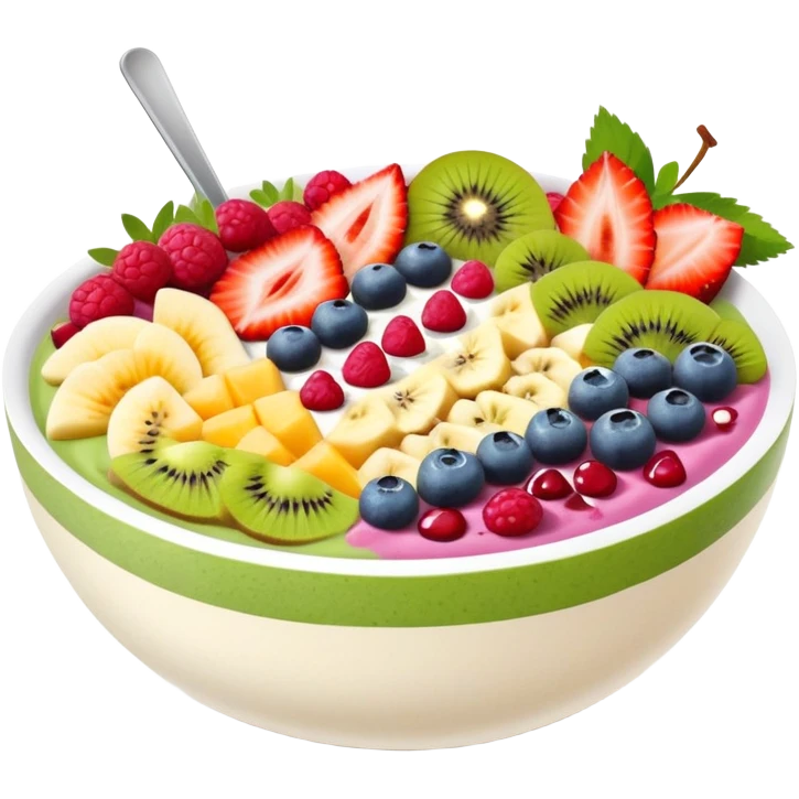 smoothie bowl with fruits and toppings emoji