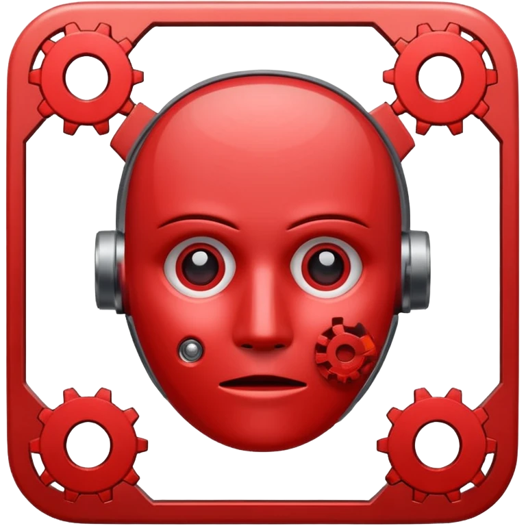 Broken Face ID scanner icon with red X and gears settings nearby, flat UI style alert. emoji