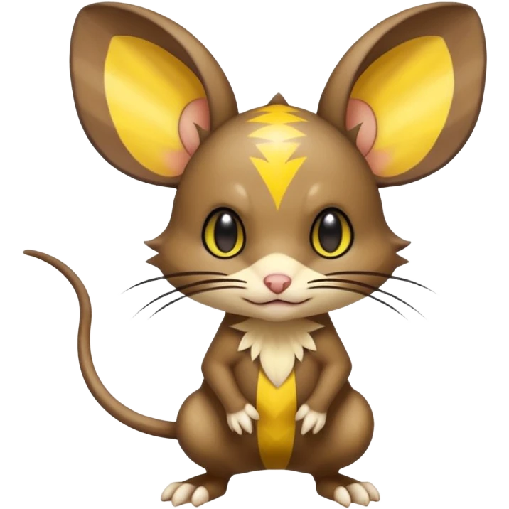 anime-style cute chibi Electric-elemental-type colorful dark-brown jerboa-Pokémon-Fakémon-creature with yellow zig-zag-stripes emoji