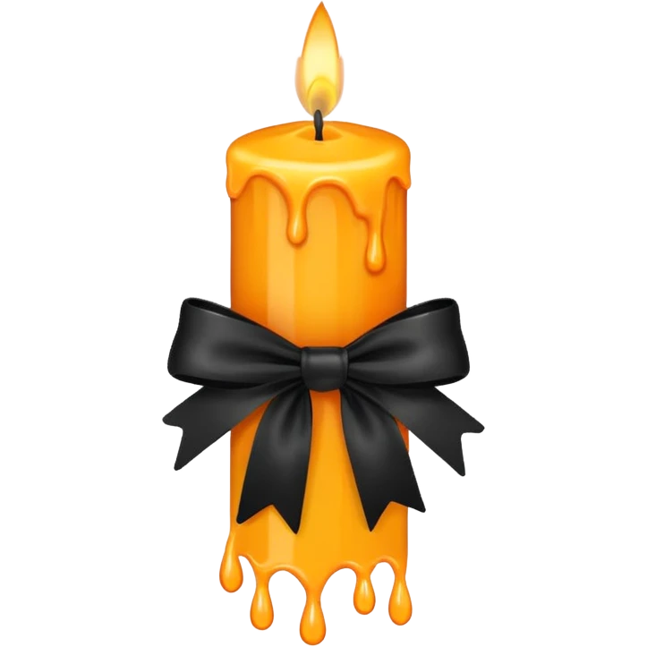 orange yellow candle, with black bow emoji