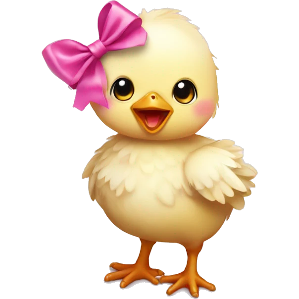 Baby chicken with pink bow emoji