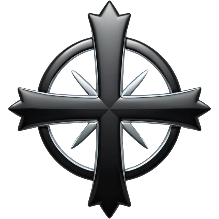 Black star, chrome cross emoji