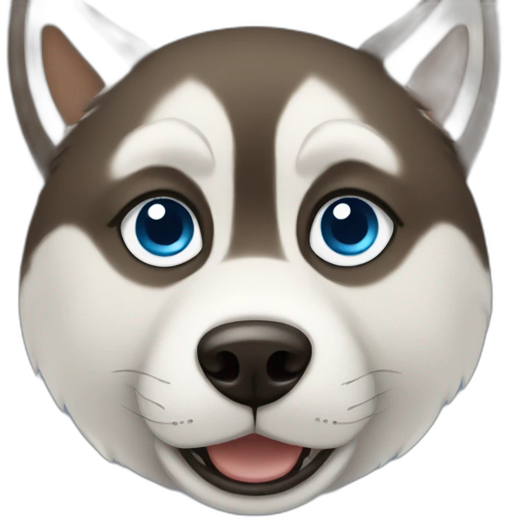 Husky with one eye color blue and the other eye color brown emoji
