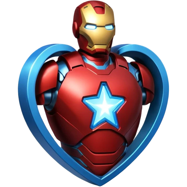 A red Iron Man heart with a glowing blue star in the center emoji