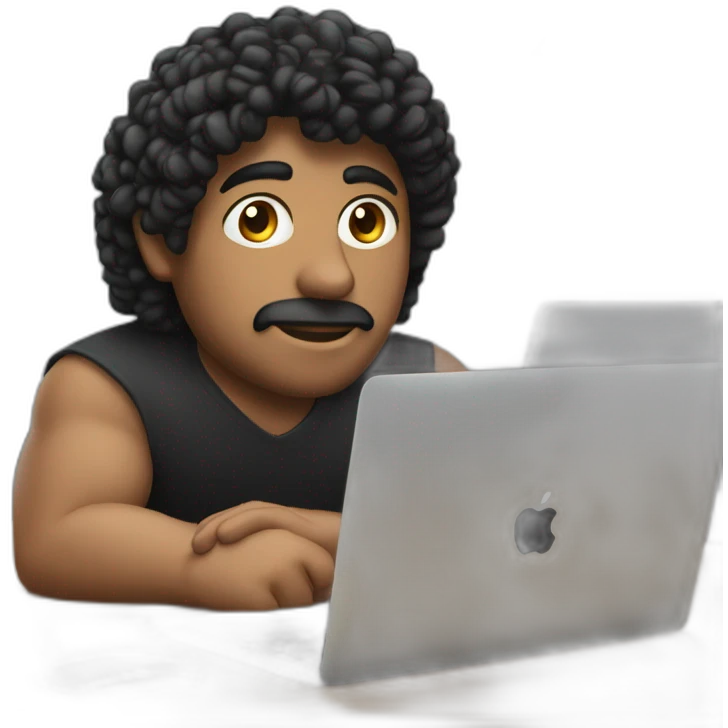 Latin Computer engineer hair black on desk with laptop Apple MacBook Pro  emoji