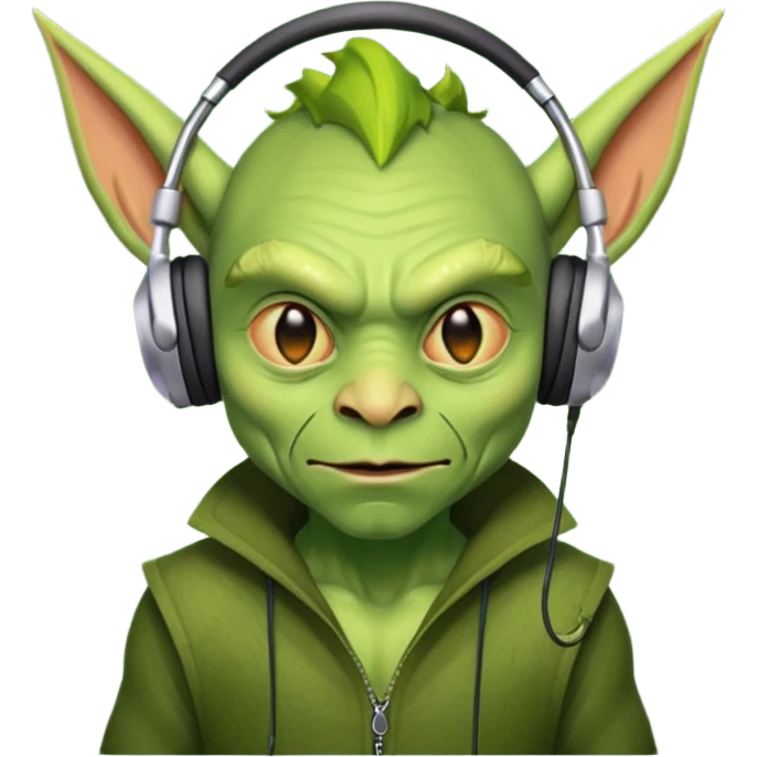 Goblin wearing headphones emoji
