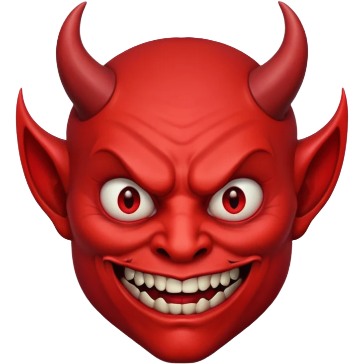 Creppy devil with raised eyebrows and shushing emoji