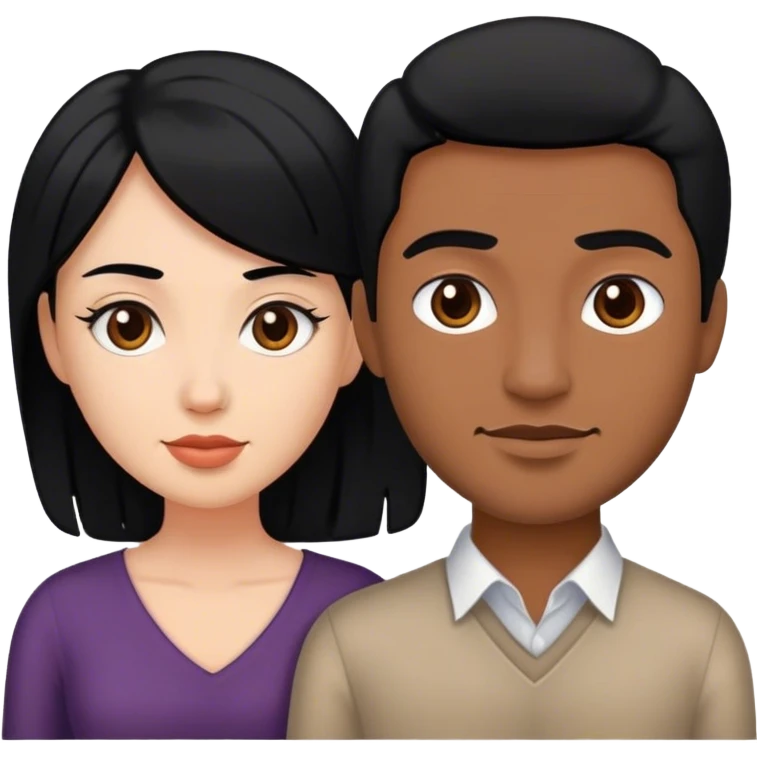 Quiero que sea una pareja y que la mujer sea peli negra y el hombre sea moreno  emoji