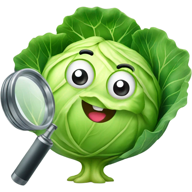 happy cabbage hold magnifying glass emoji