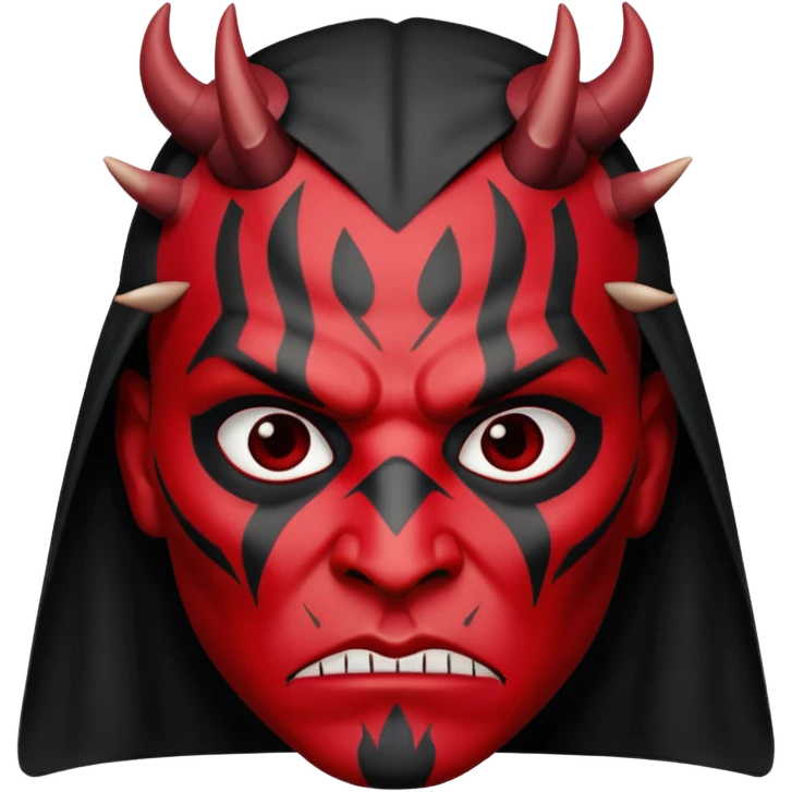 Darth Maul inspired character with red and black face, menacing expression, stylized as an emoji emoji