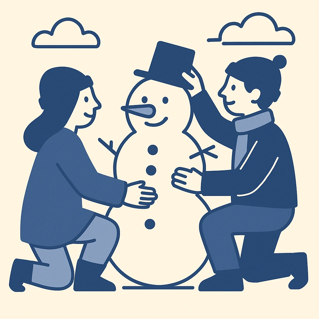 people making a snowman emoji