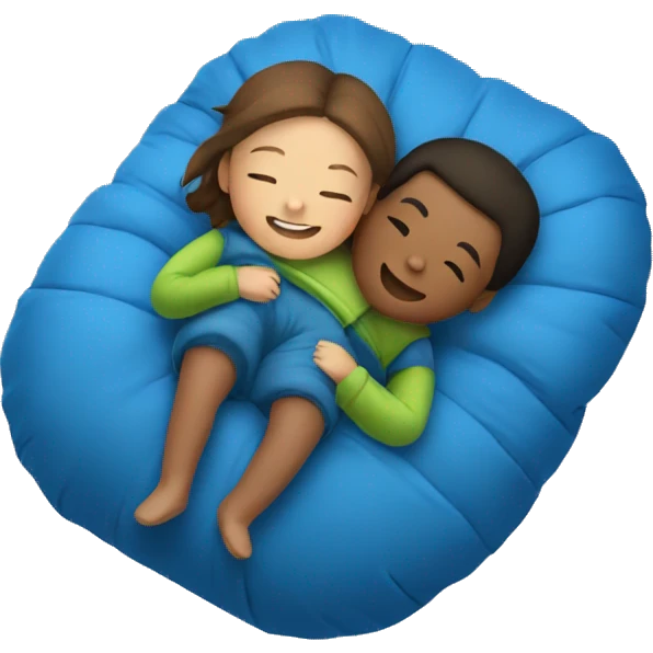 a girl and a boy cuddling in a single sleeping bag together  emoji