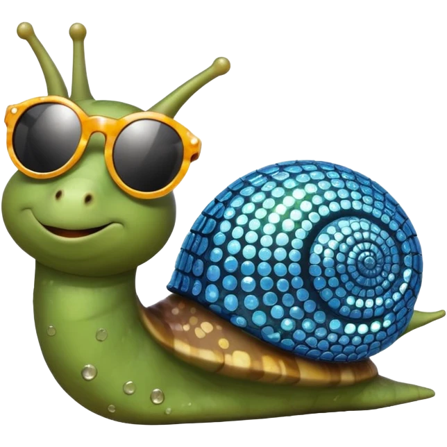 Snail with discoball shell and sunglasses emoji