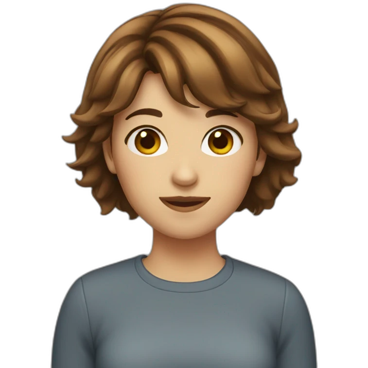 girl with short brown hair happy emoji
