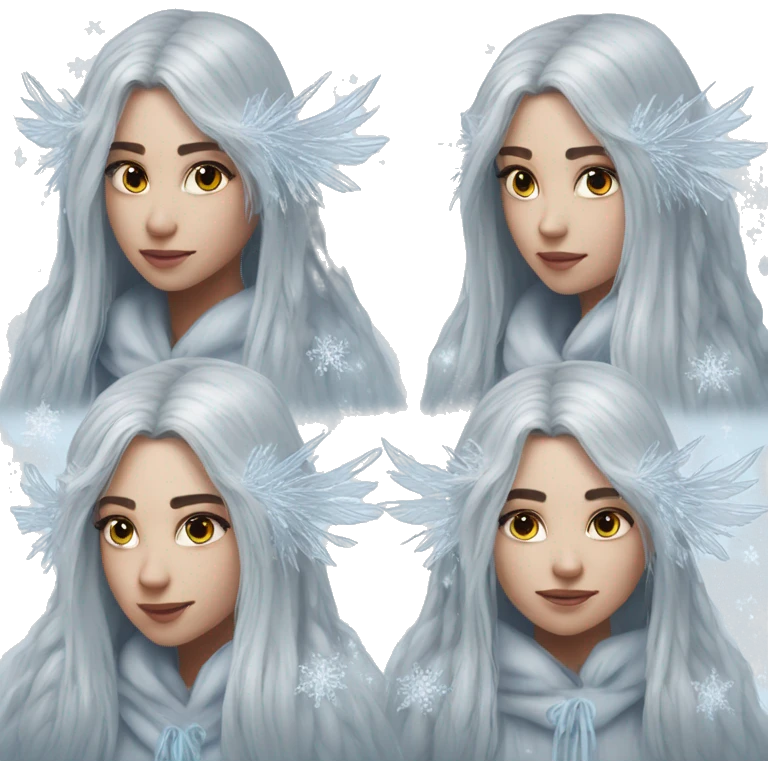 big wings, hood, silver, icy ,snowflake, Beautiful, fairy, long hair emoji