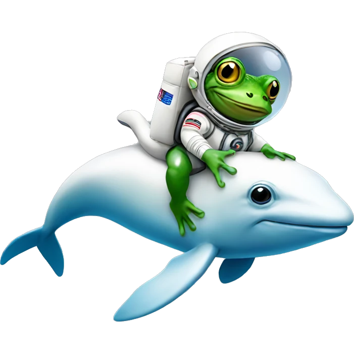 Frog wearing astronaut suit riding dolphin emoji