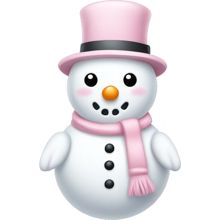 Cute white and light pink snowman emoji