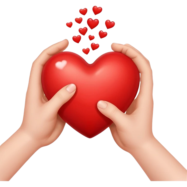 two hands giving and receiving a heart emoji