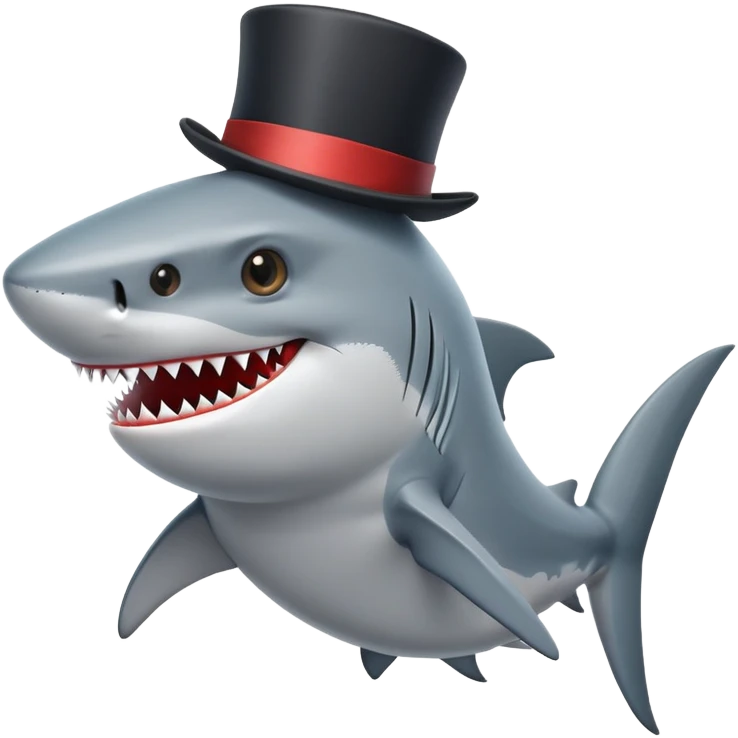 Shark with a top hat emoji