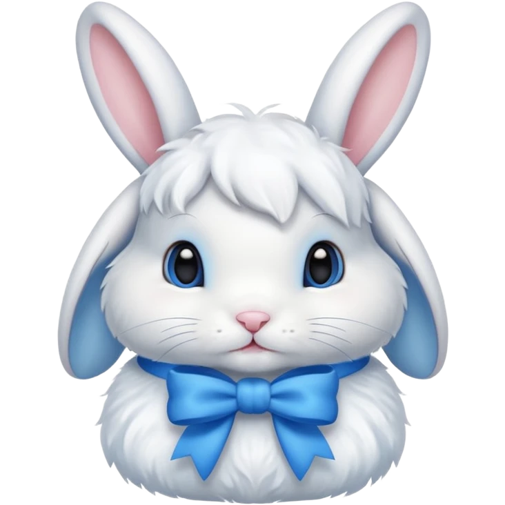 Coquette white bunny with blue bow emoji