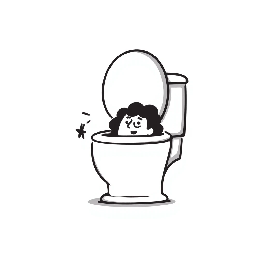 Toilet with a human head sticking out from the bowl emoji