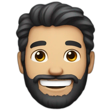 bearded man with dark hair and big smile emoji
