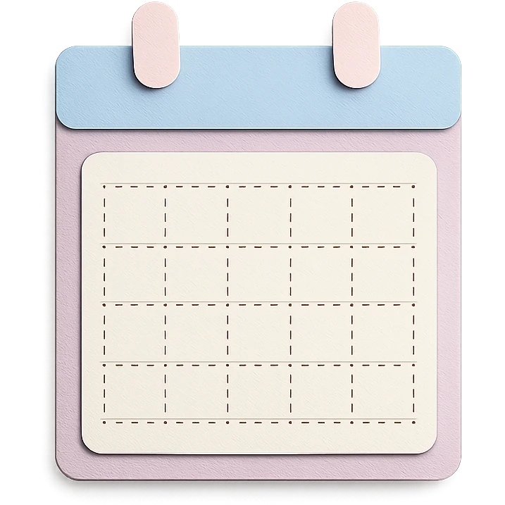soft pastel gentle habit tracker grid with subtle shadow and delicate dotted lines emoji