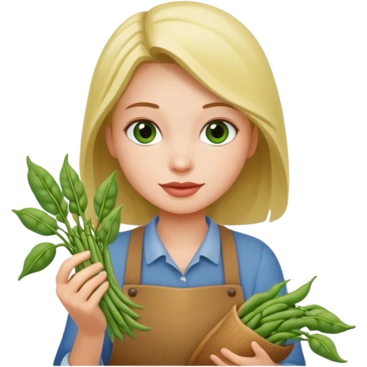 Young girl harvesting green beans emoji