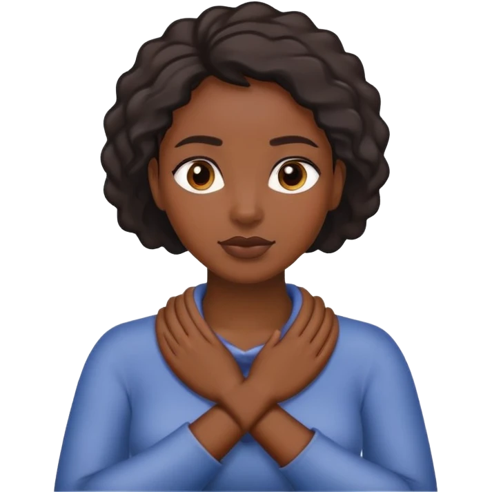 Black women with her hands crossed around her neck  emoji