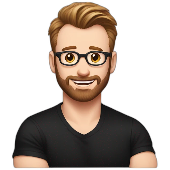 Chris Evans in a black T-shirt makes a heart out of his hands emoji