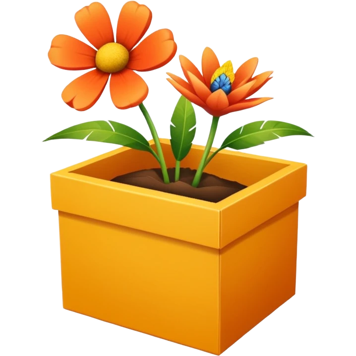 bitte ein bild von einem eistee mit papageiblumengeschmack aber mit so einer box und draußen eine papageiblume emoji
