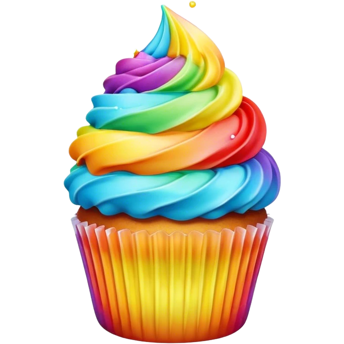 a rainbow iced cupcake emoji