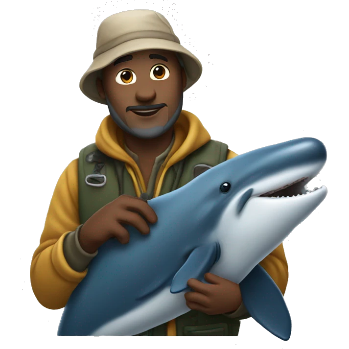 fisherman touching whale emoji