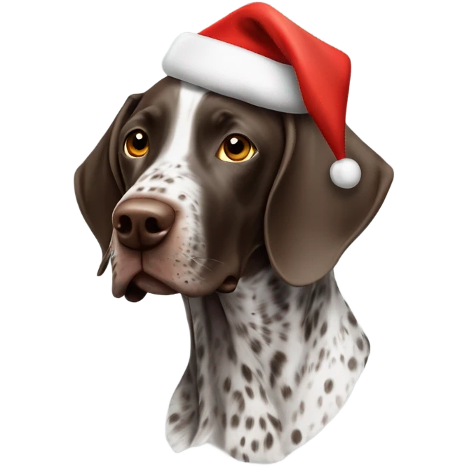 German shorthaired pointer with Christmas hat on emoji