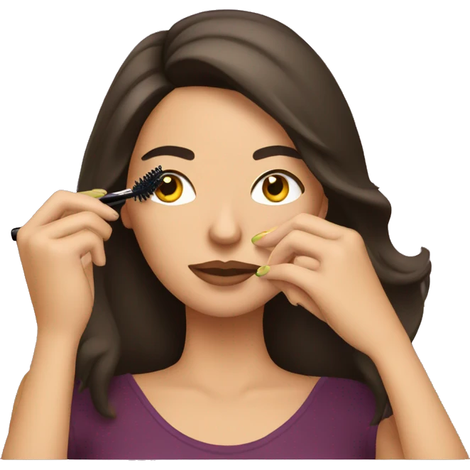 brunette woman applying mascara emoji